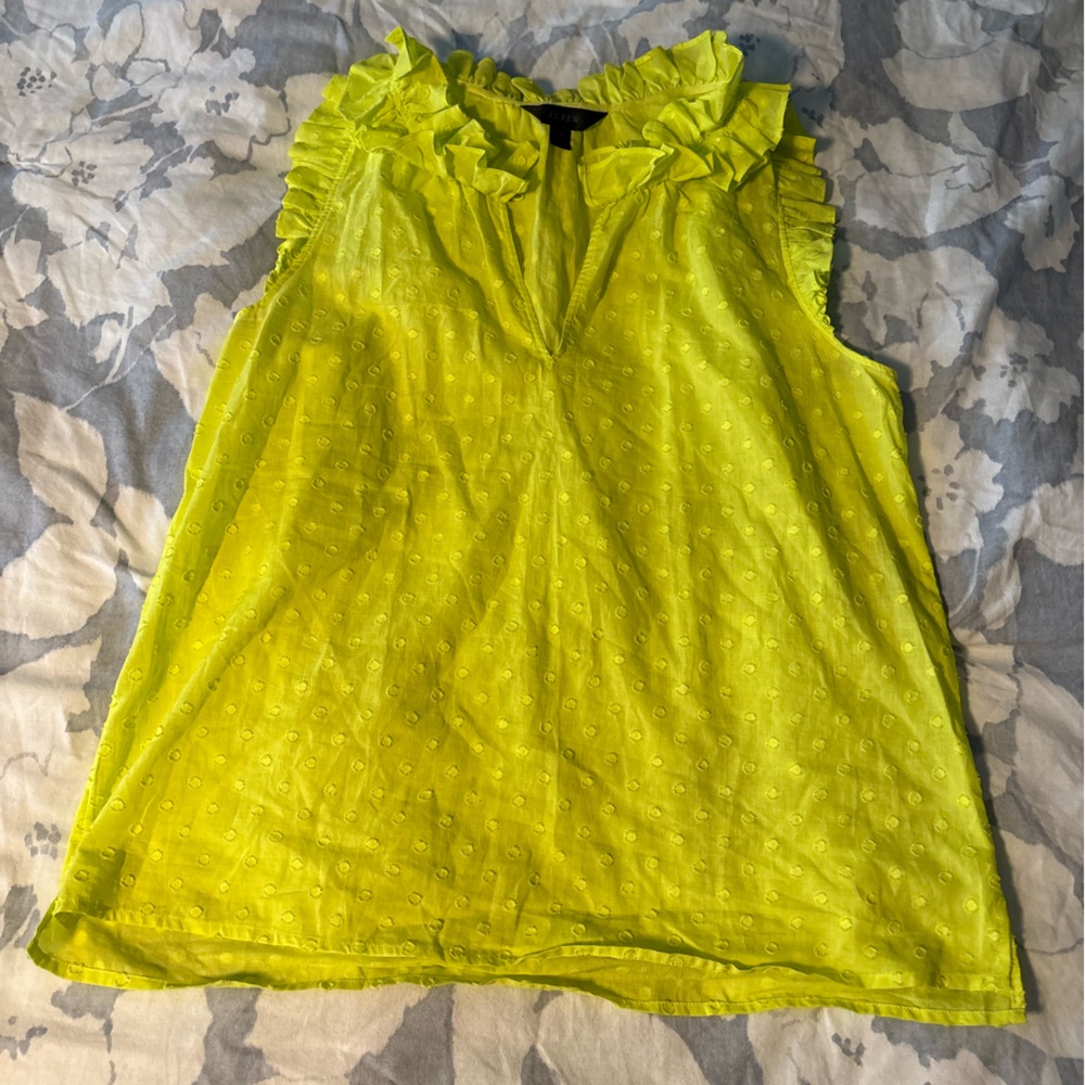J. Crew Lime Green Ruffle Tank Top